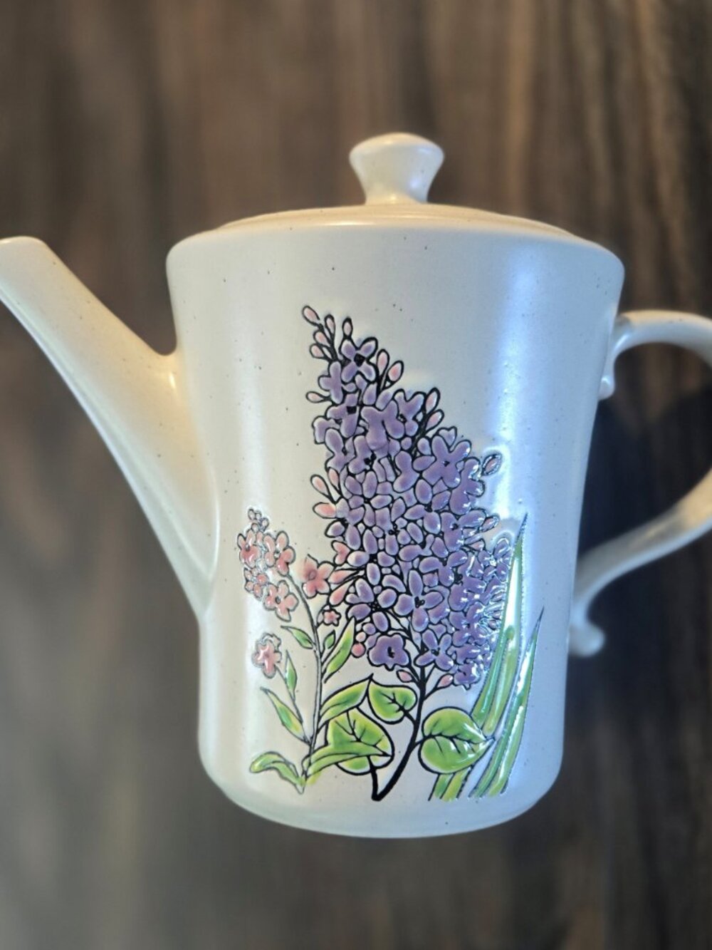 SPECTRUM DESIGNZ Stoneware Teapot w/ Lilac Floral Design NWOT